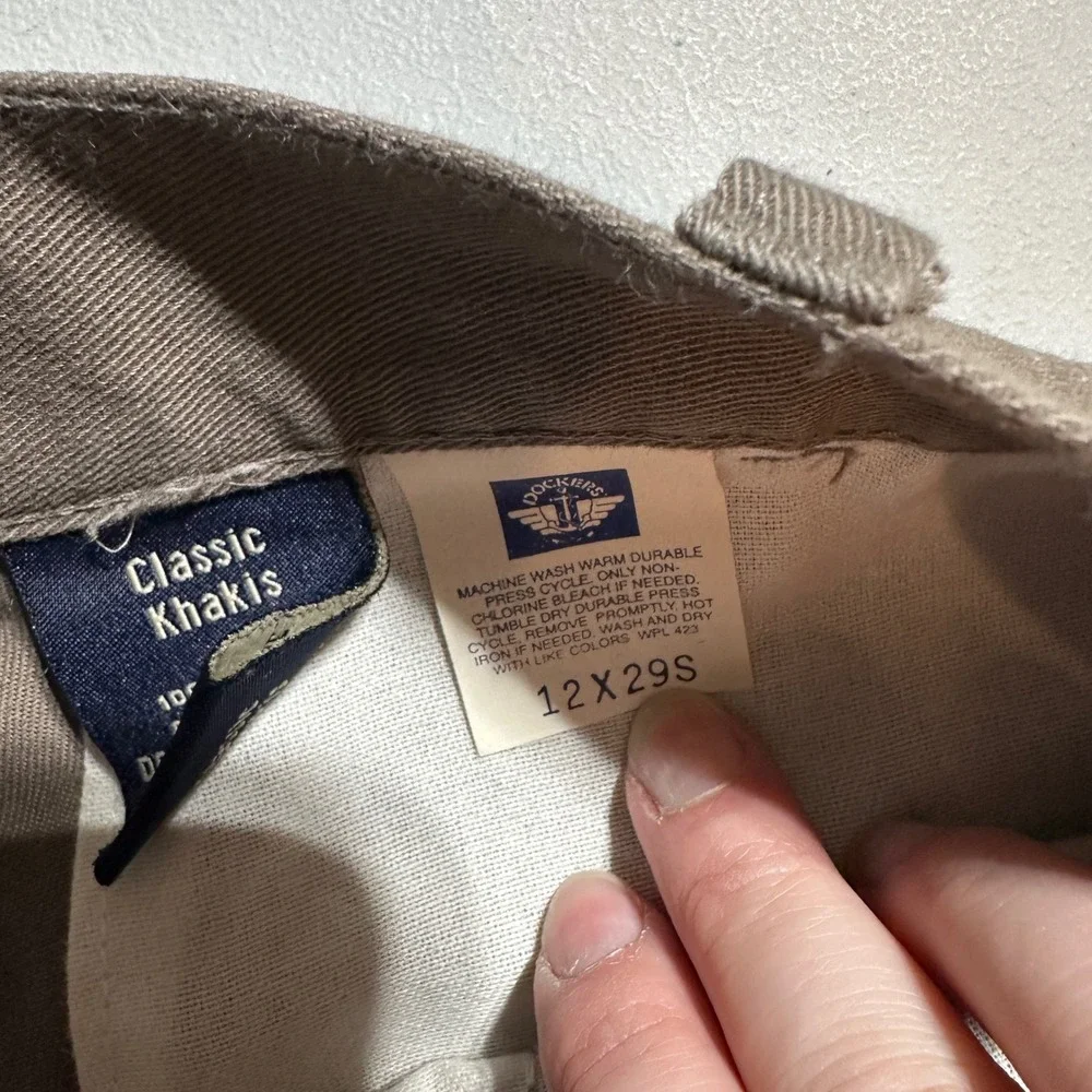 Vintage Dockers Classic Khakis Pants Mens 12x29S Brown Pleated Cotton Chino USA
